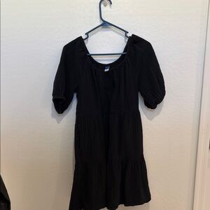 Old Navy Black Buttoned Puff Sleeve Mini Dress